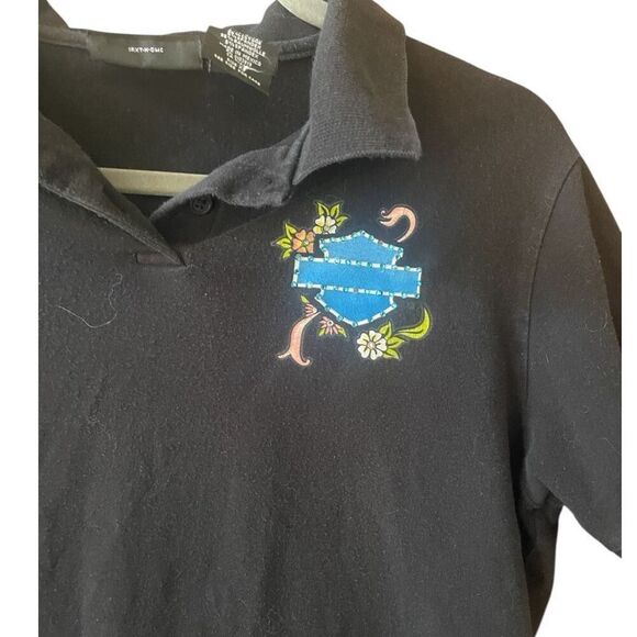 Vintage Harley Davidson Rhinestone Embellished Bling Polo Size Extra Large - Picture 2 of 5